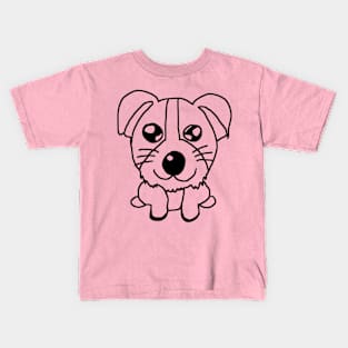 Joyful Pup: Smiling Sketch Kids T-Shirt